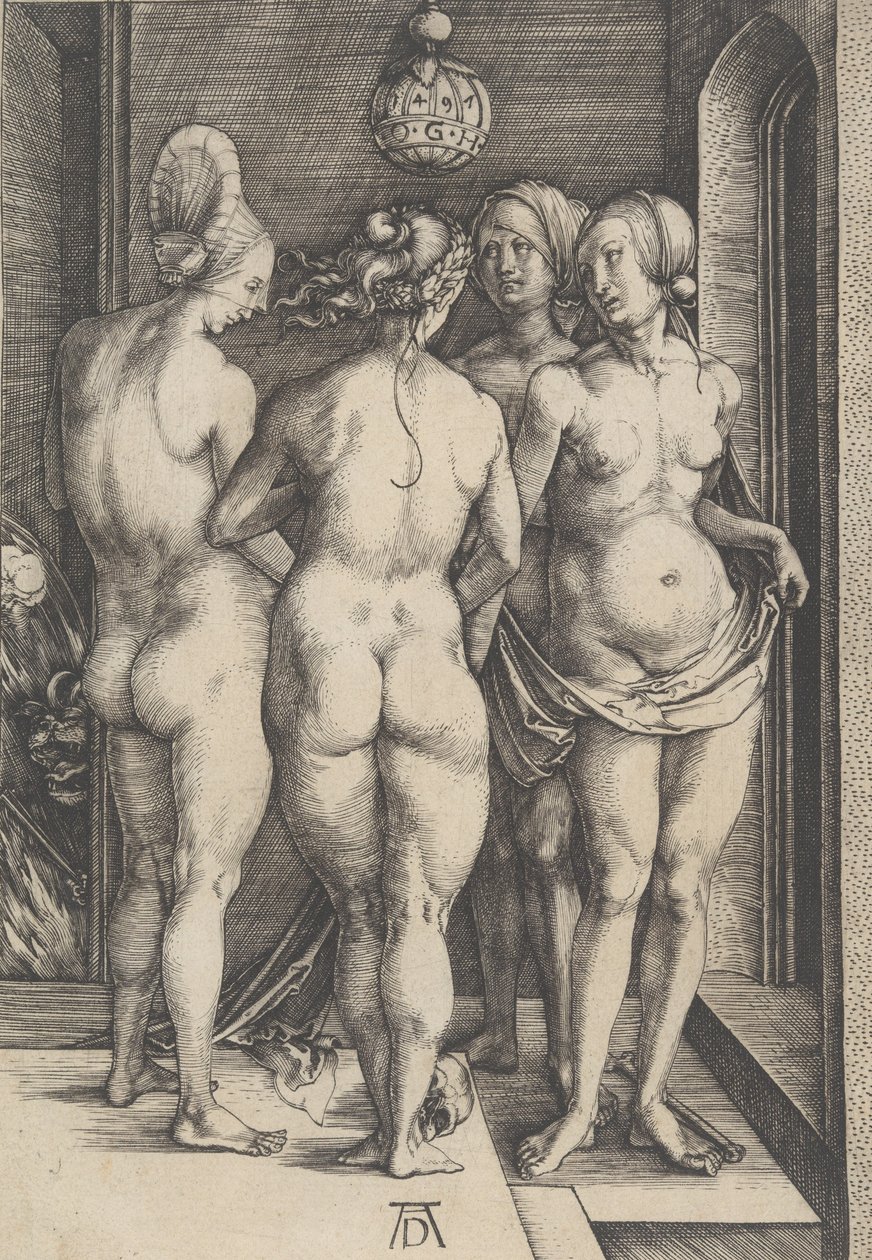 Neljä alastomaa naista, 1497, 1497. tekijältä Albrecht Dürer
