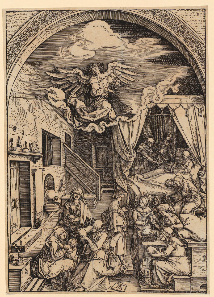 Marian syntymä, lehti 5 sarjasta "Marian elämä" tekijältä Albrecht Dürer