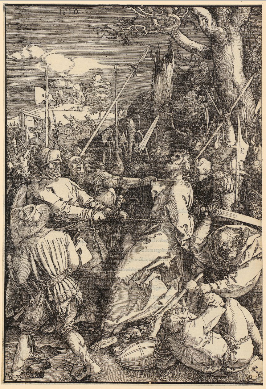 Kristuksen pidätys, sarjan ”Suuri passio” 4. sivu tekijältä Albrecht Dürer