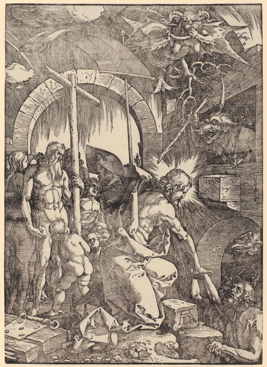 Kristuksen ruoskiminen, sarjan ”Suuri passio” 5. lehti tekijältä Albrecht Dürer