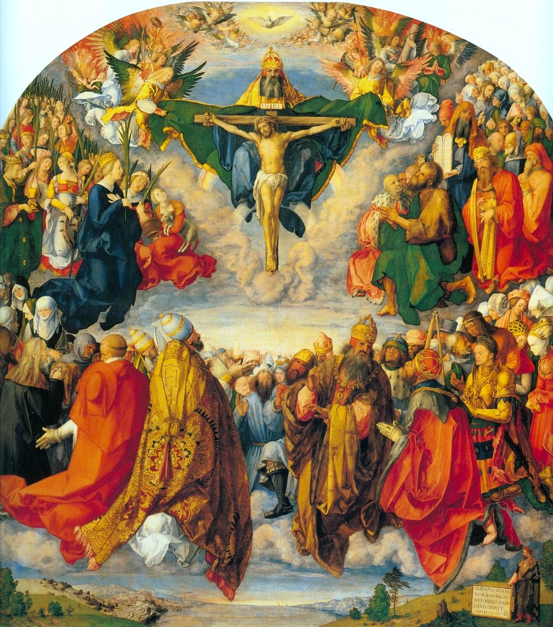 Saksa: Allerheiligenbild ("Landauer Altar") Kolminaisuuden palvominen. tekijältä Albrecht Dürer