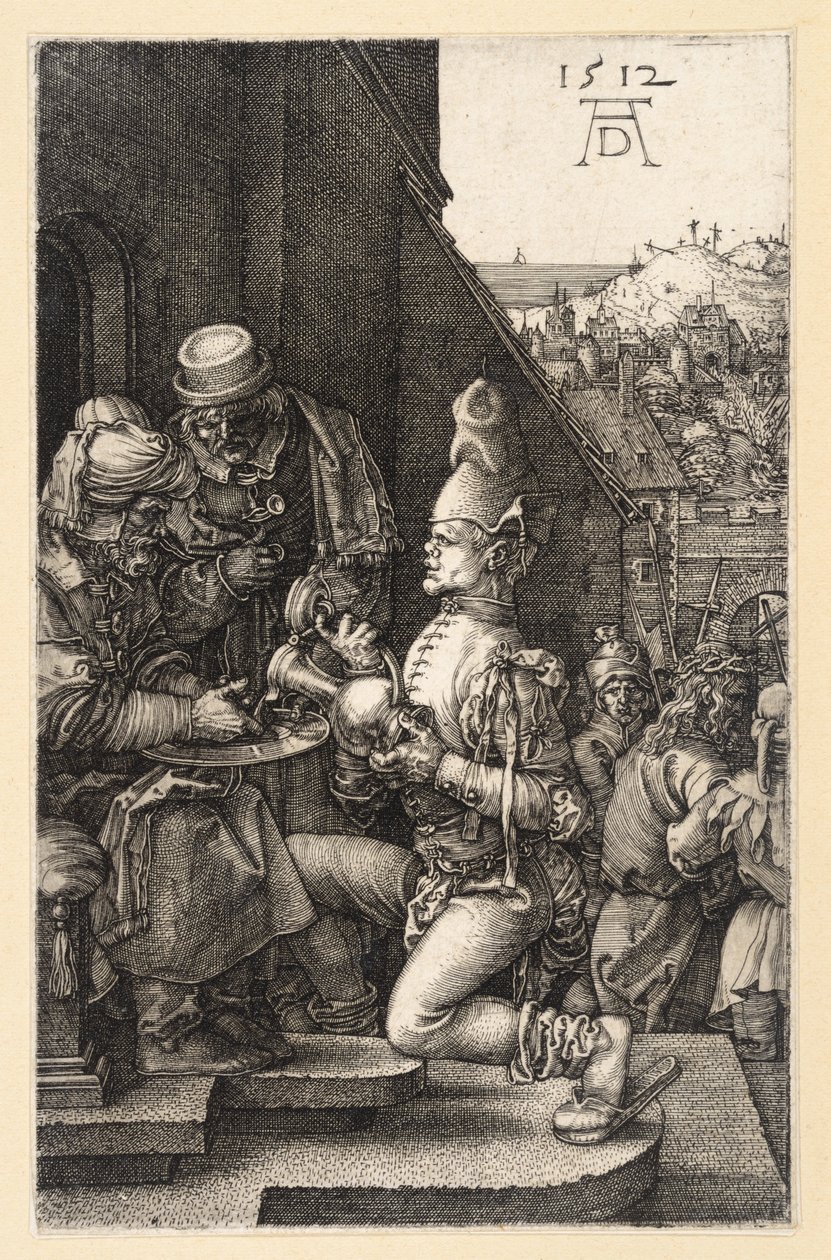 Pilatus pesee kätensä (Kuparikaiverruspassio) tekijältä Albrecht Dürer