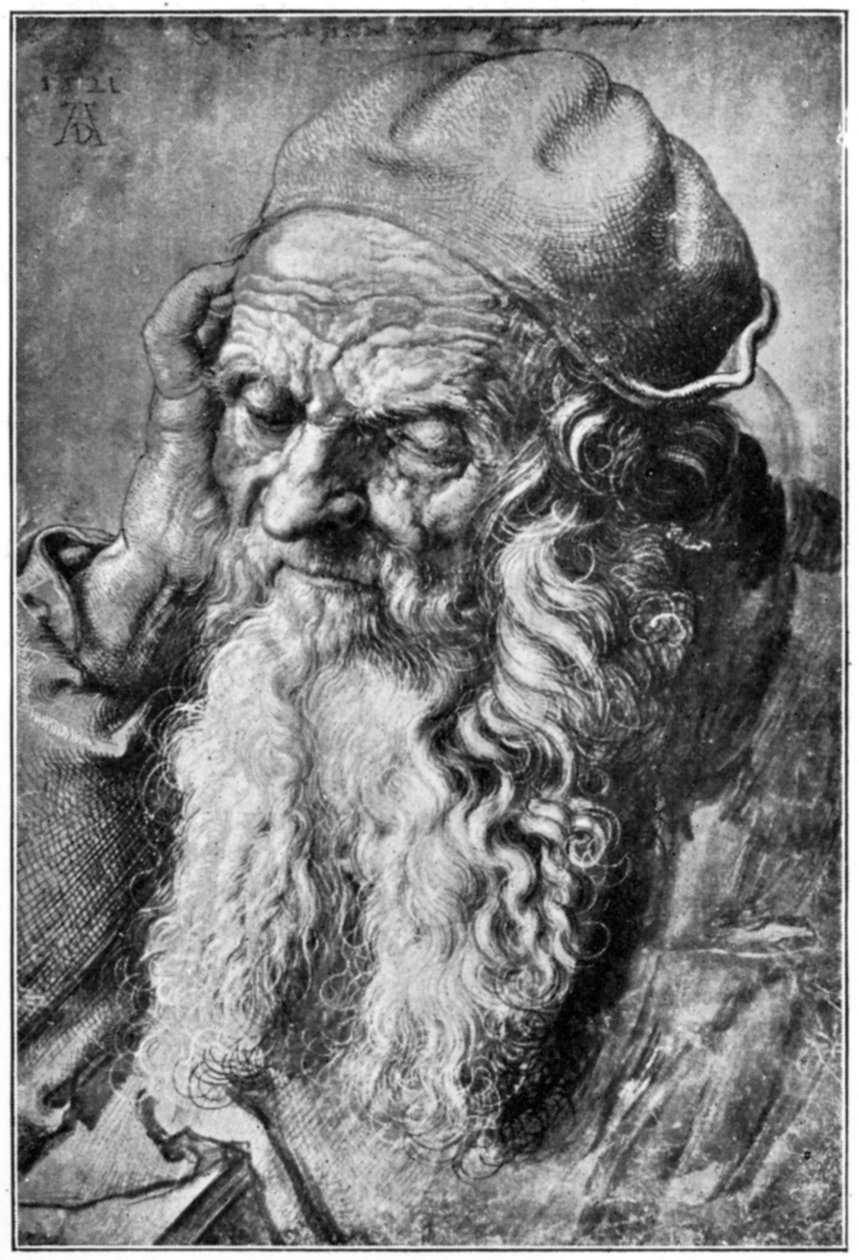 Vanhan miehen pää, 1400-luvun loppu - 1500-luvun alku, 1912. tekijältä Albrecht Dürer