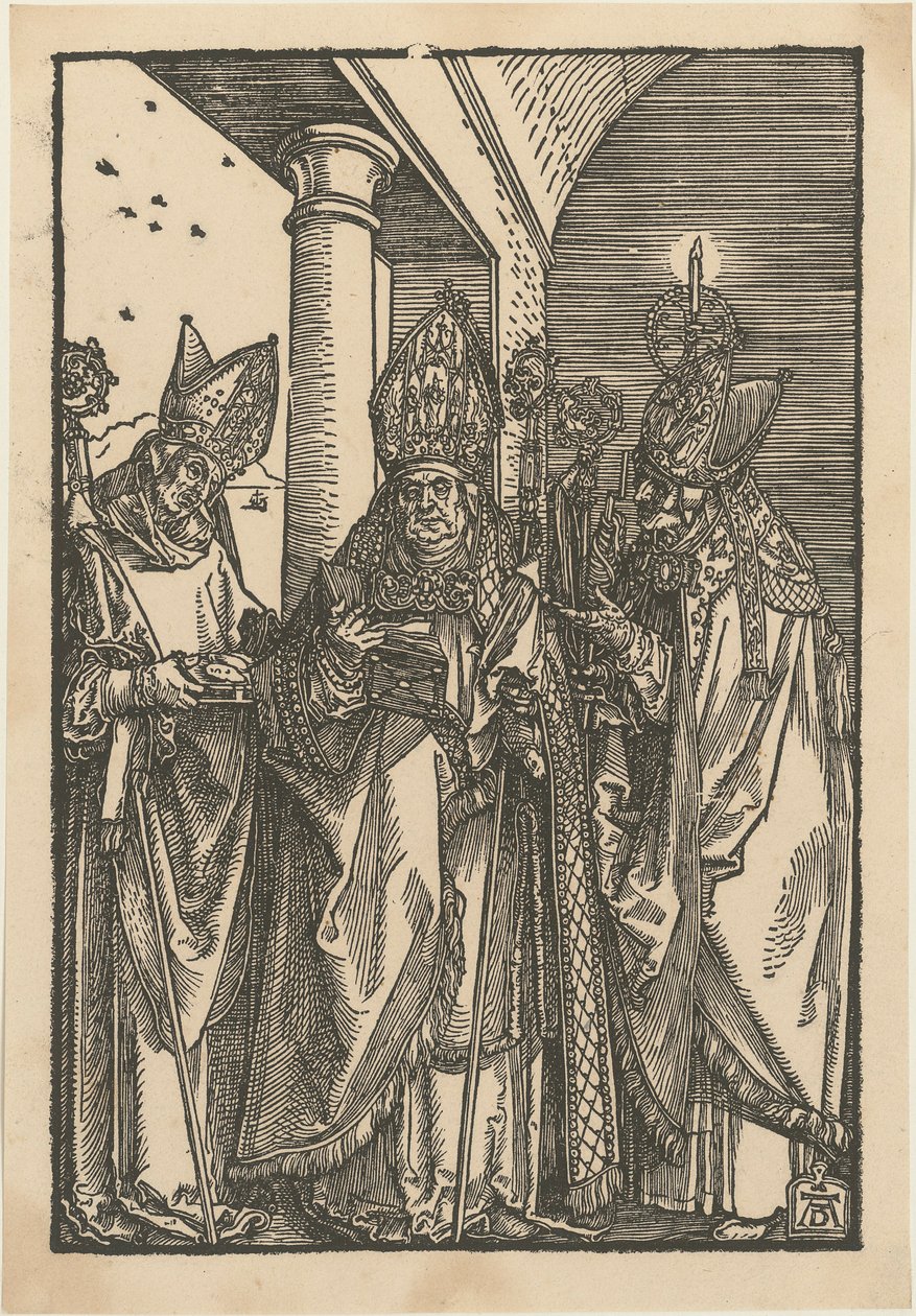 Pyhät piispat Nikolaus, Ulrich ja Erasmus tekijältä Albrecht Dürer