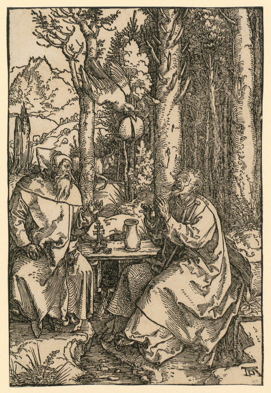 Pyhät erakot Antonius ja Paulus tekijältä Albrecht Dürer