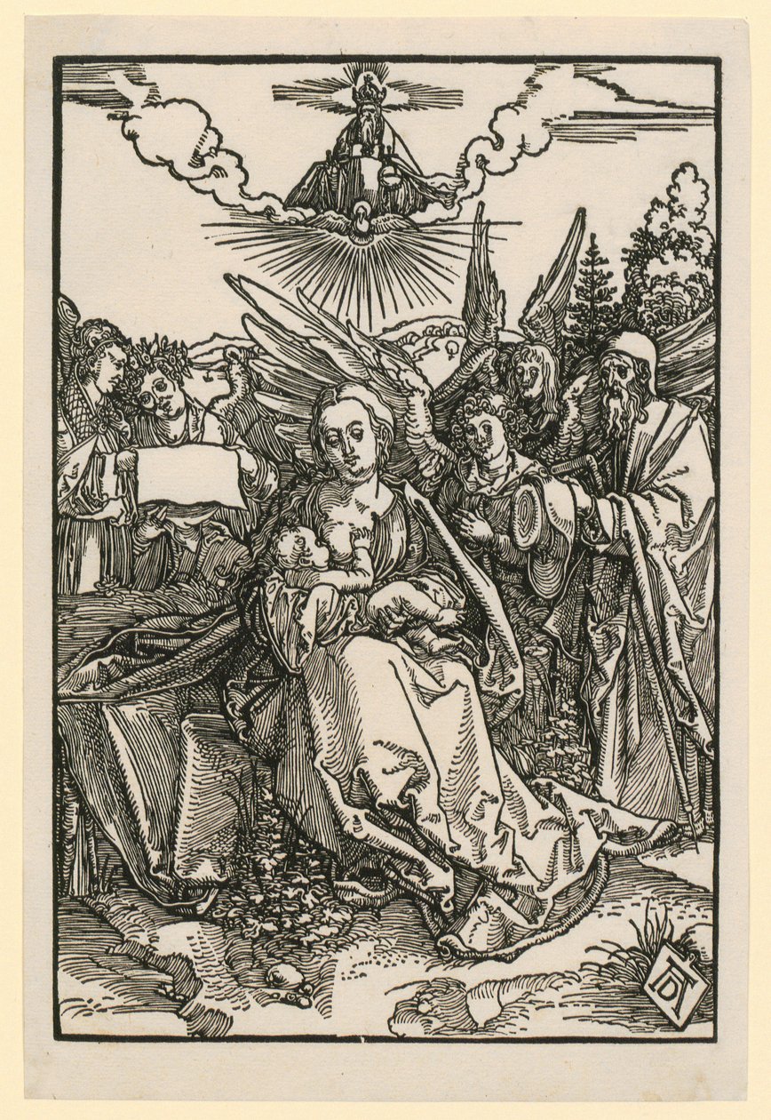 Pyhä perhe ja viisi enkeliä tekijältä Albrecht Dürer