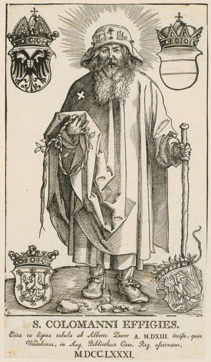 Pyhä perhe, jossa on kaksi soittavaa enkelipoikaa tekijältä Albrecht Dürer