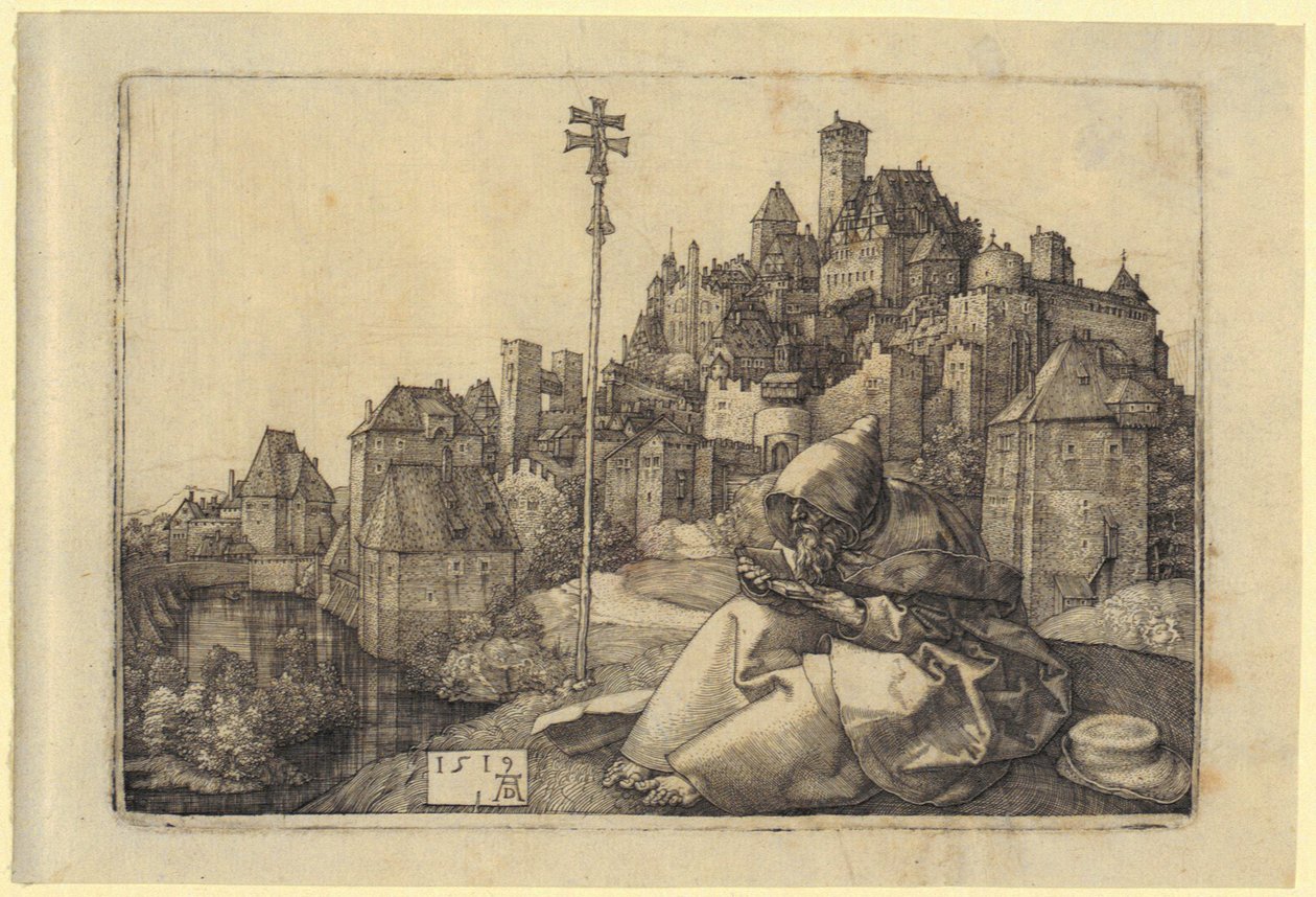 Pyhä Antonius kaupungin edustalla tekijältä Albrecht Dürer