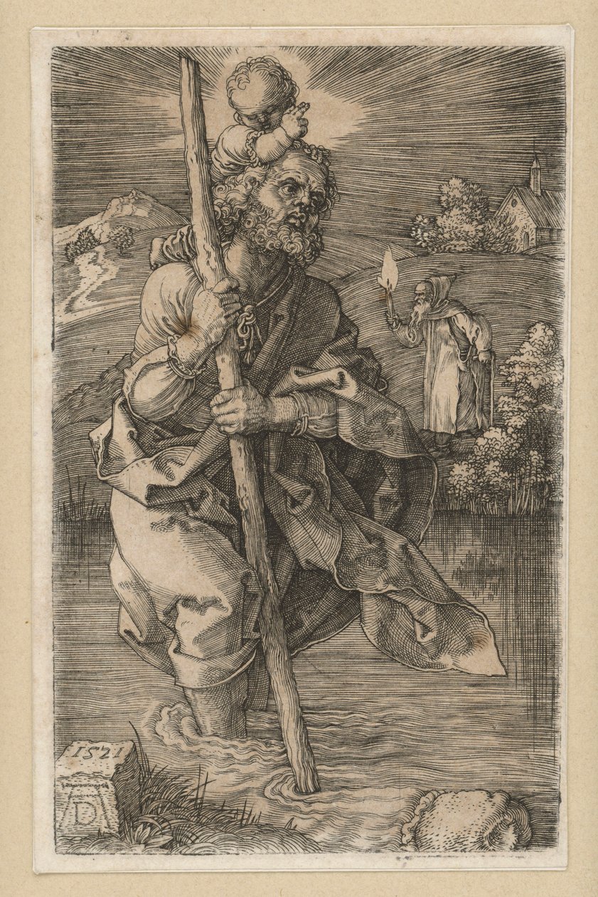 Pyhä Kristoforos oikealle kääntyneenä tekijältä Albrecht Dürer