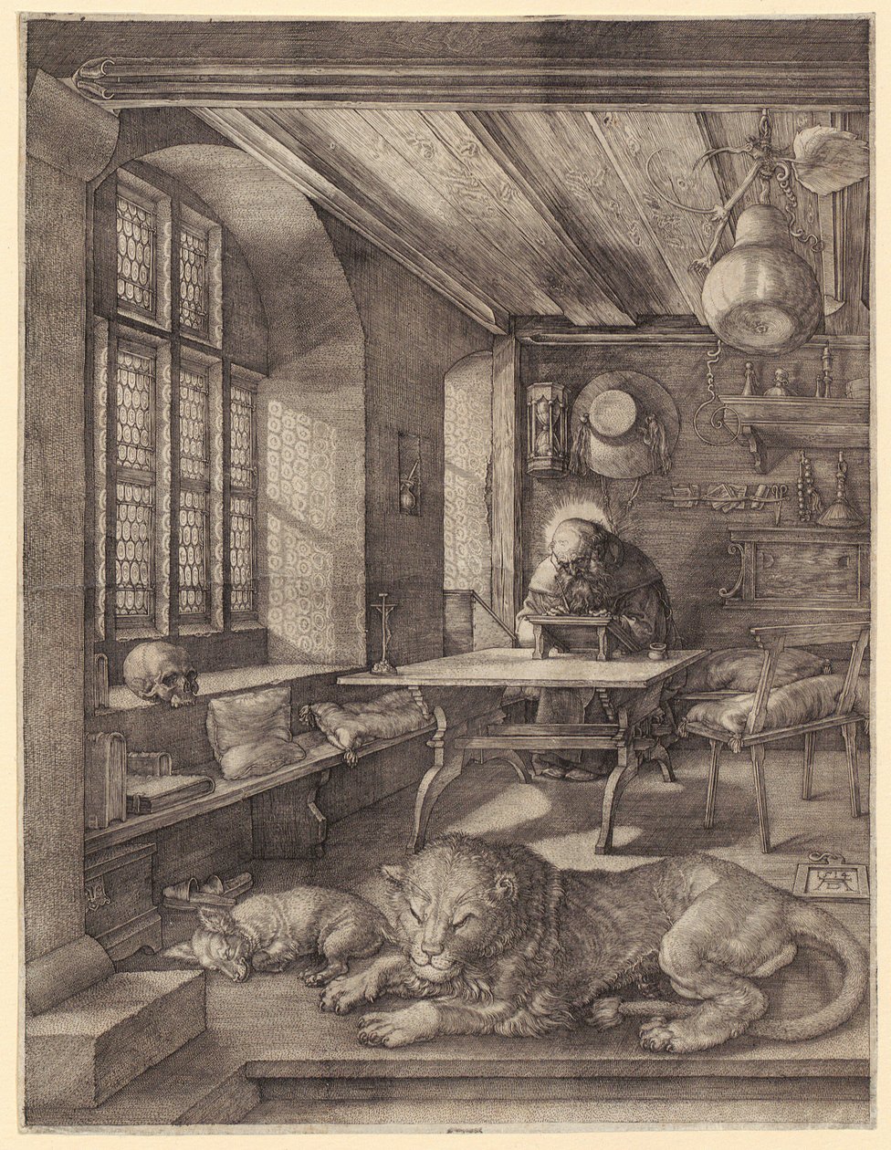 Pyhä Hieronymus vitriinissä tekijältä Albrecht Dürer