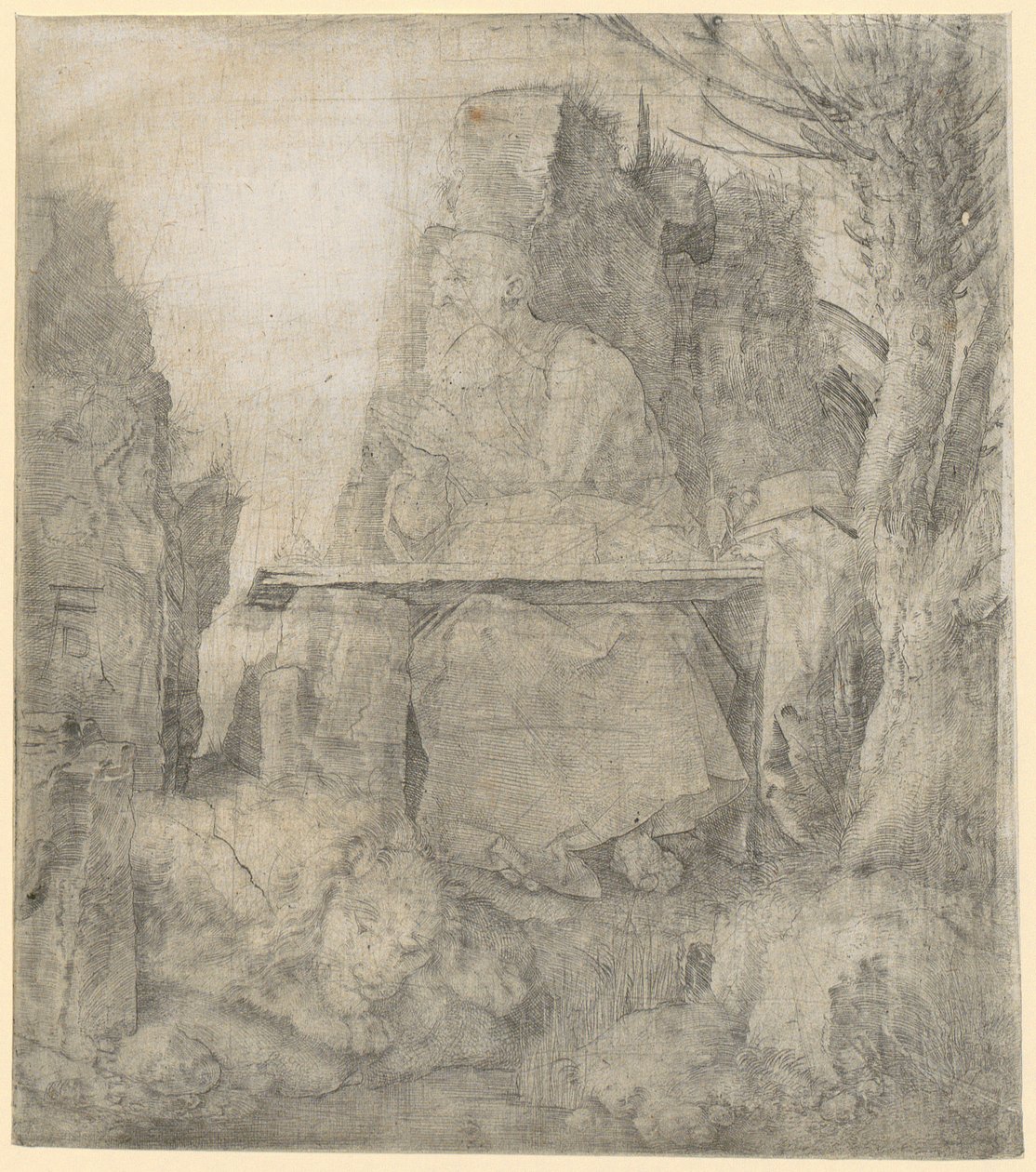 Pyhä Hieronymus pajupuun vieressä tekijältä Albrecht Dürer