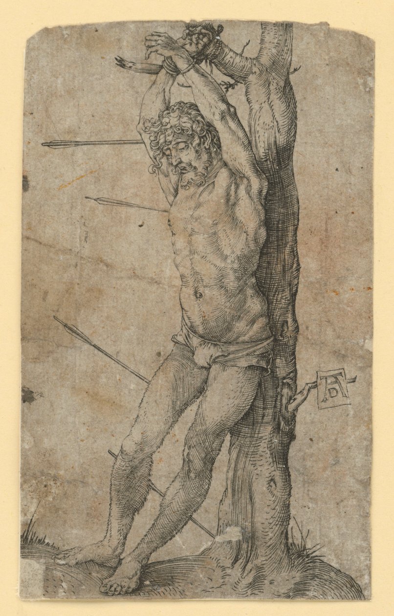 Pyhä Sebastian sidottuna puuhun tekijältä Albrecht Dürer