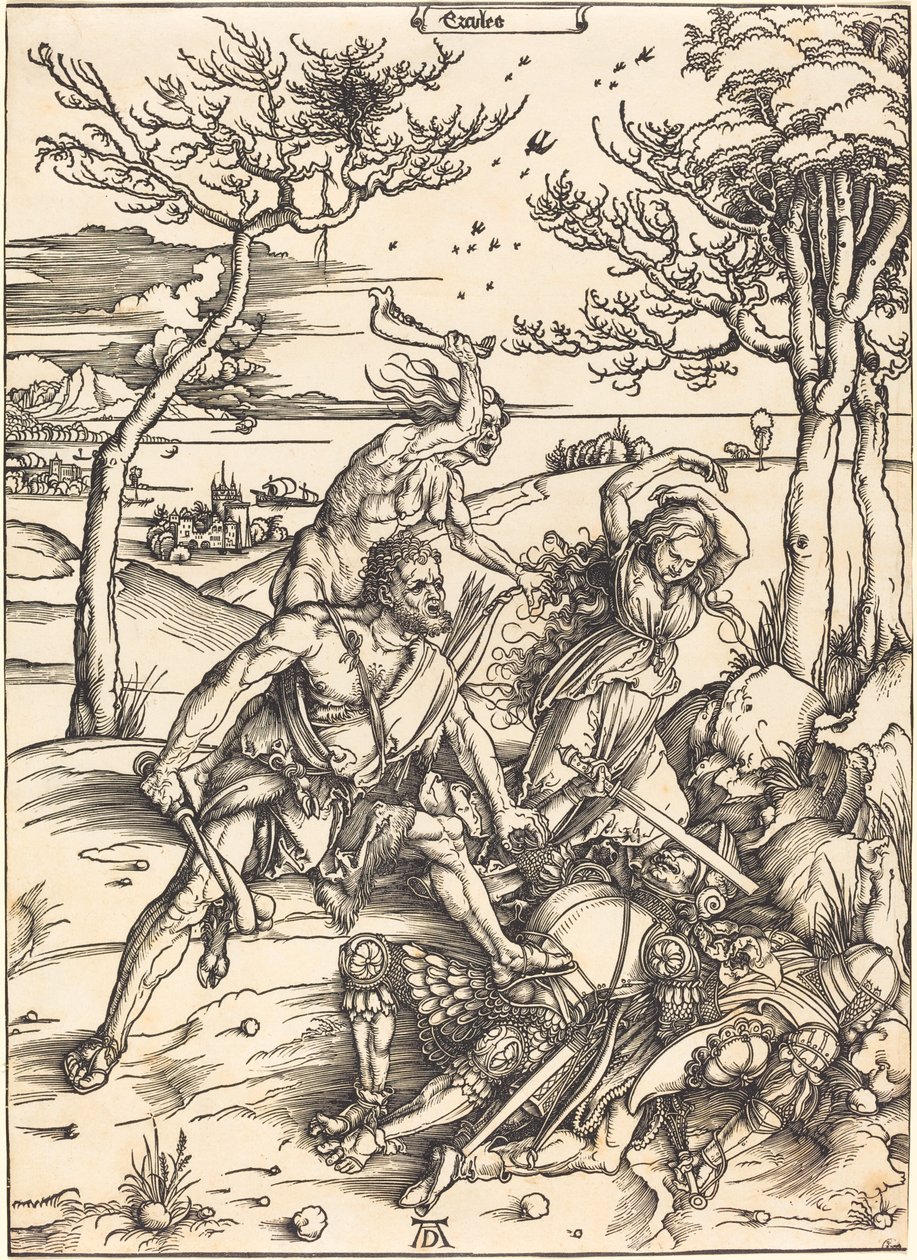 Hercules valloittaa Cacuksen ("Hercules") tekijältä Albrecht Dürer