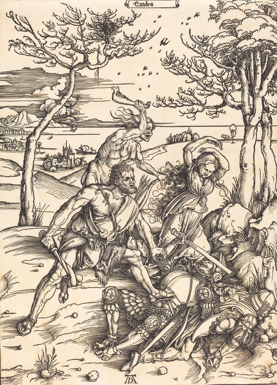 Hercules valloittaa Cacus Hercules, n. 1496 tekijältä Albrecht Dürer