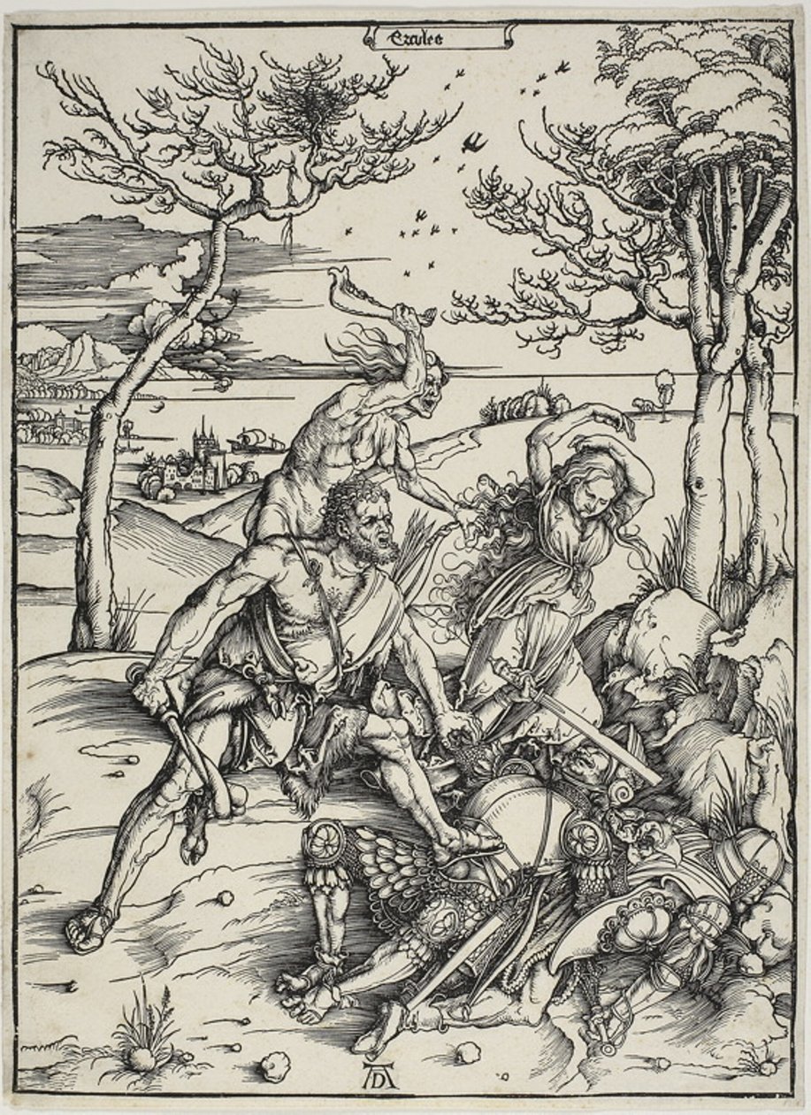 Hercules valloittaa molionidikaksoset tekijältä Albrecht Dürer