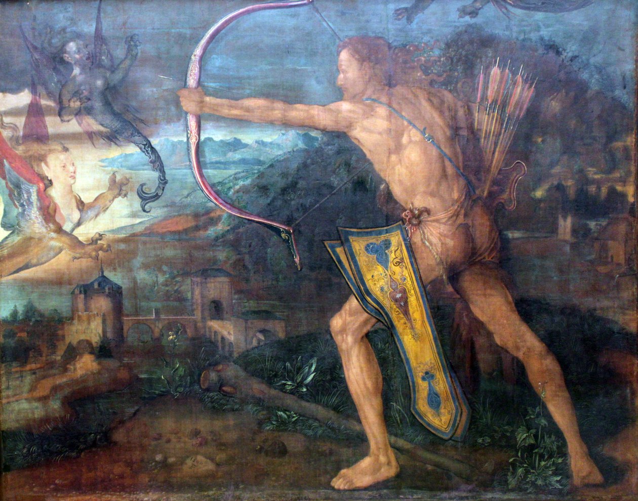 Herakles surmaa Stymfaloksen linnut tekijältä Albrecht Dürer