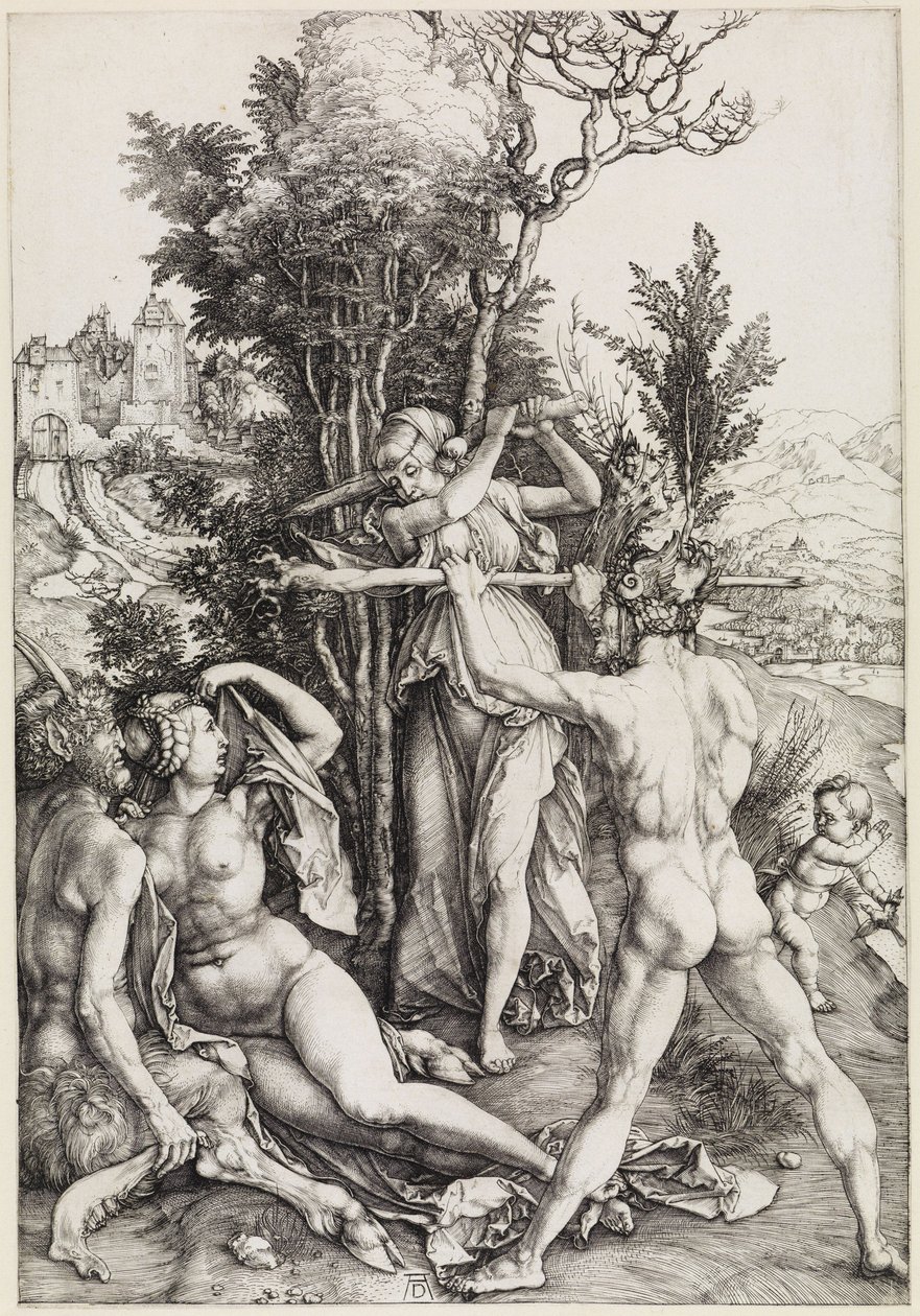 Herkules tienhaarassa (Mustasukkaisuus) tekijältä Albrecht Dürer