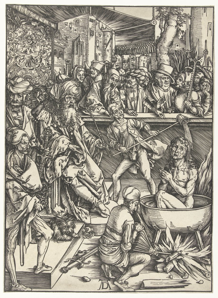 Evankelista Johannes marttyyrikuolema tekijältä Albrecht Dürer