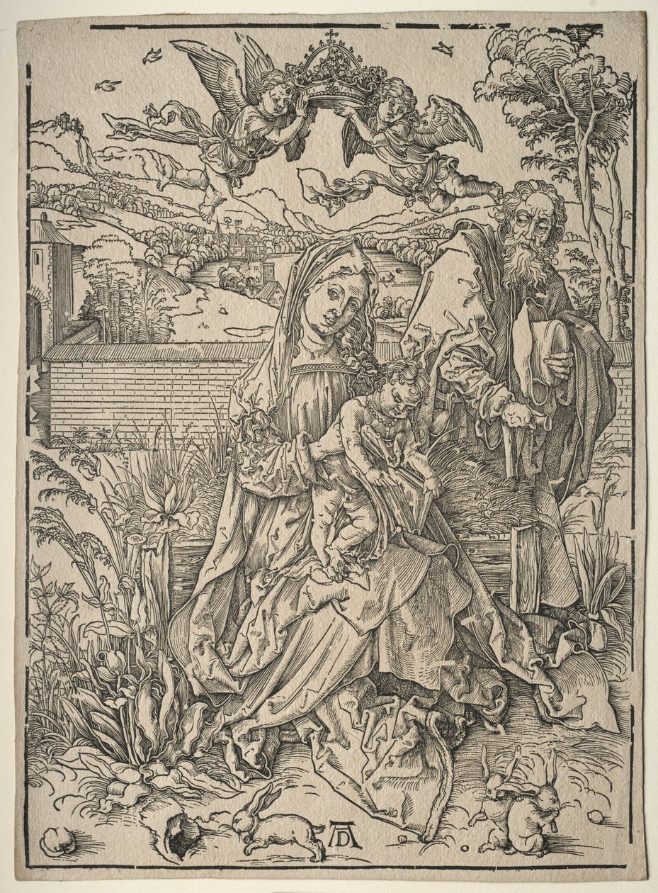 Pyhä perhe kolmen jänisen kanssa tekijältä Albrecht Dürer