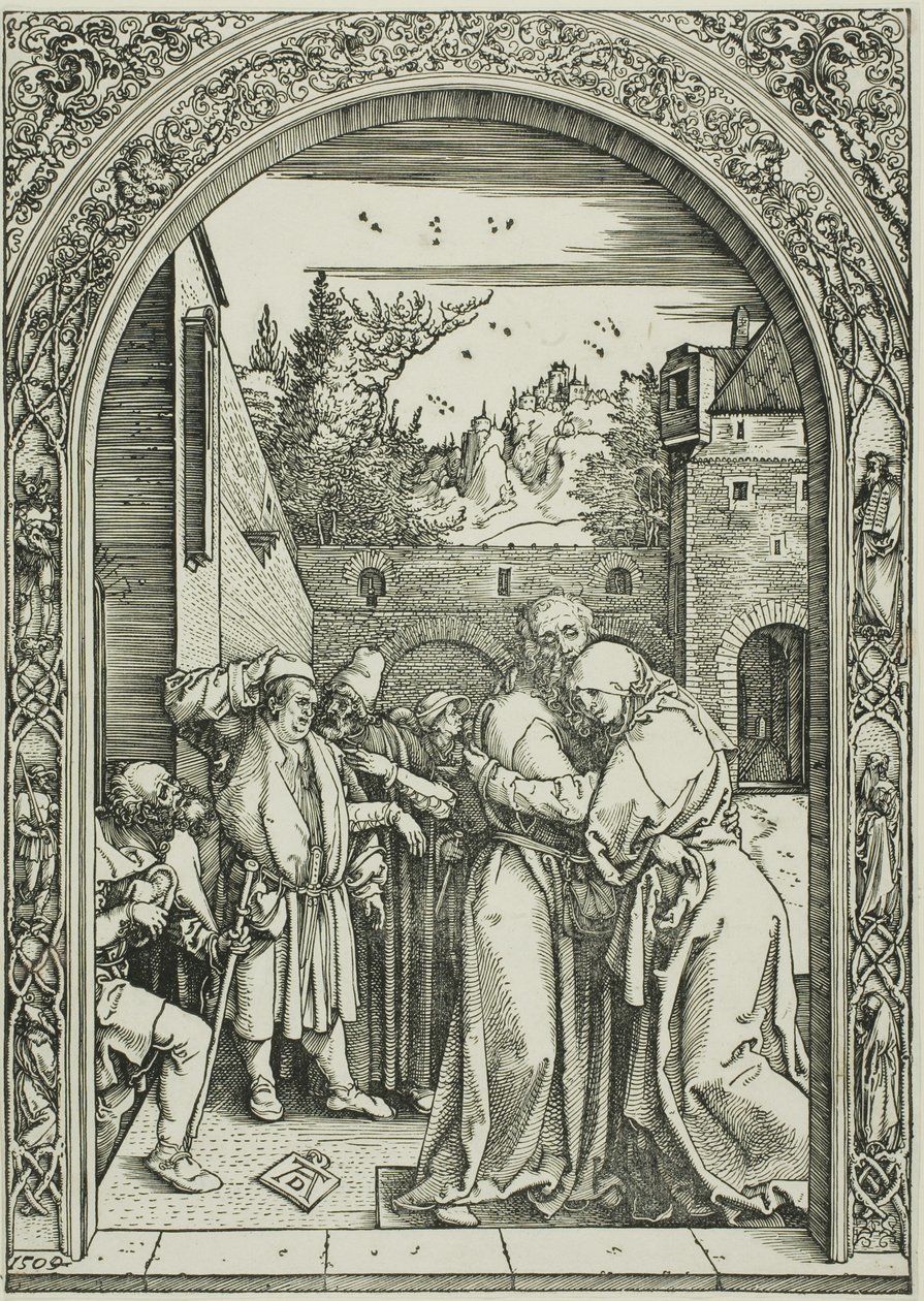 Joachim ja St. Anna tapaavat Golden Gatessa, elokuvasta The Life of the Virgin tekijältä Albrecht Dürer