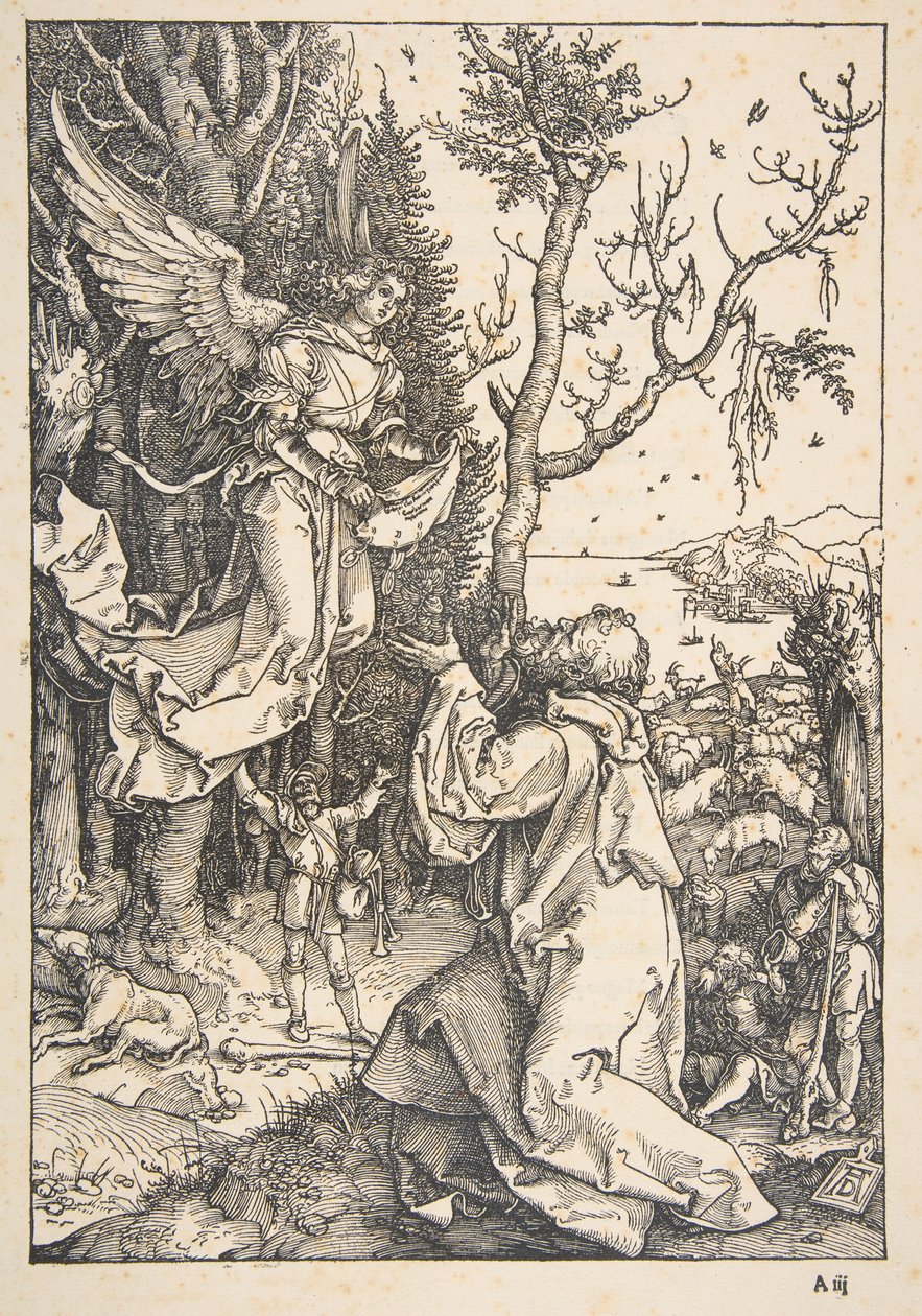 Joakim ja enkeli, sarjasta "Neitsyt Marian elämä" tekijältä Albrecht Dürer