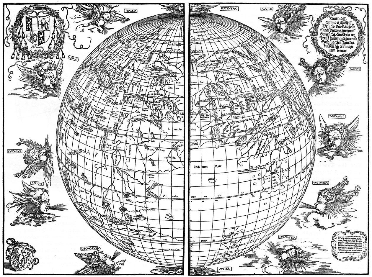 Johannes Stabiuksen maailmankartta, 1515, 1936 tekijältä Albrecht Dürer