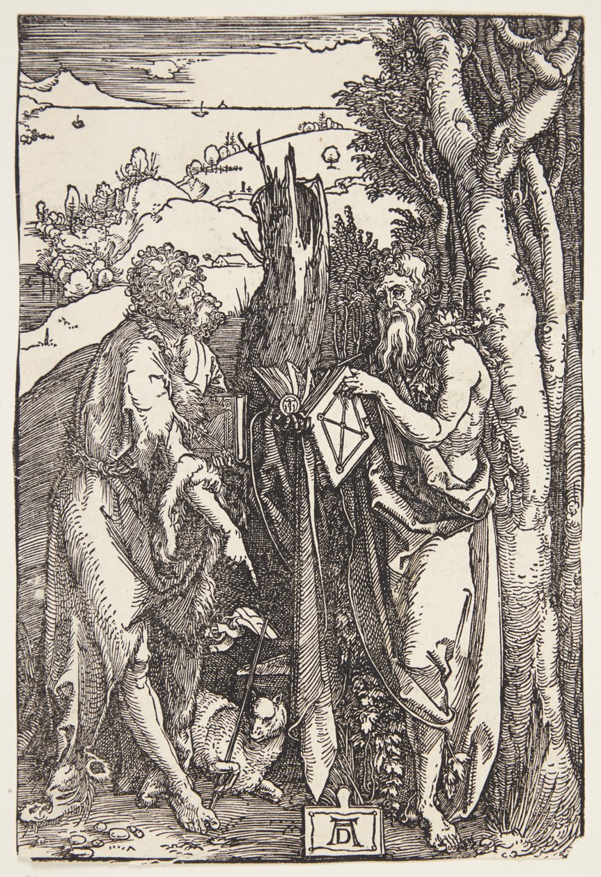 Johannes Kastaja ja Pyhä Onufrius erämaassa tekijältä Albrecht Dürer