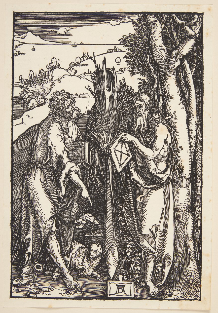Johannes Kastaja ja Pyhä Onufrius erämaassa tekijältä Albrecht Dürer