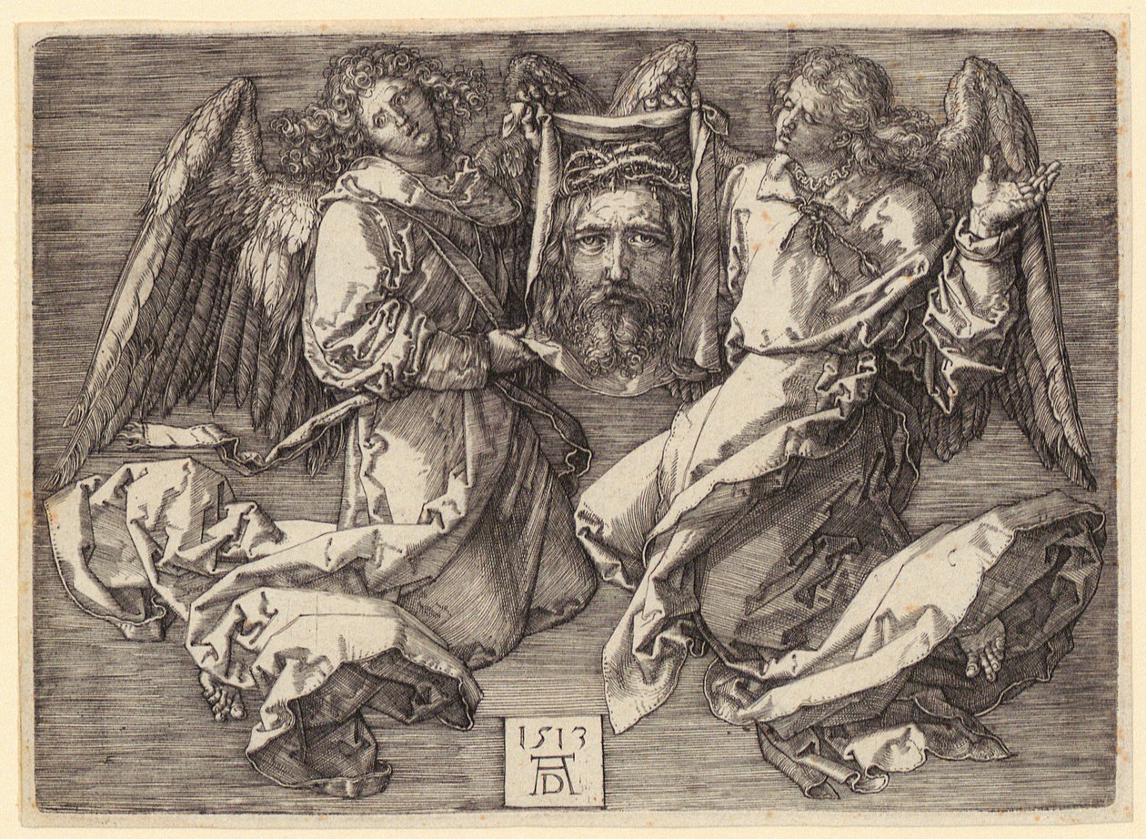Hiusnauhaa kantava Neitsyt sädekehässä kuunsirpin päällä tekijältä Albrecht Dürer