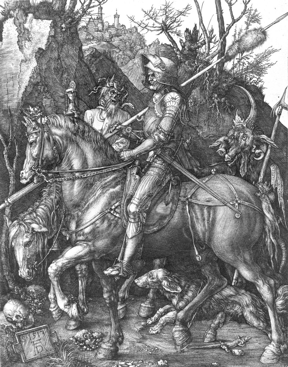 Ritari, kuolema ja paholainen, 1513 tekijältä Albrecht Dürer