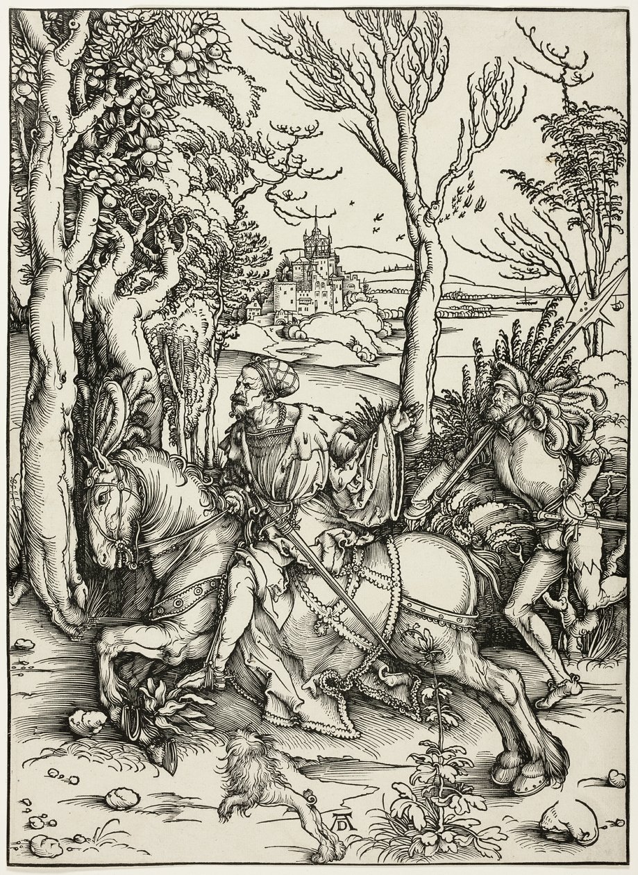 Ritari ja Landsknecht tekijältä Albrecht Dürer