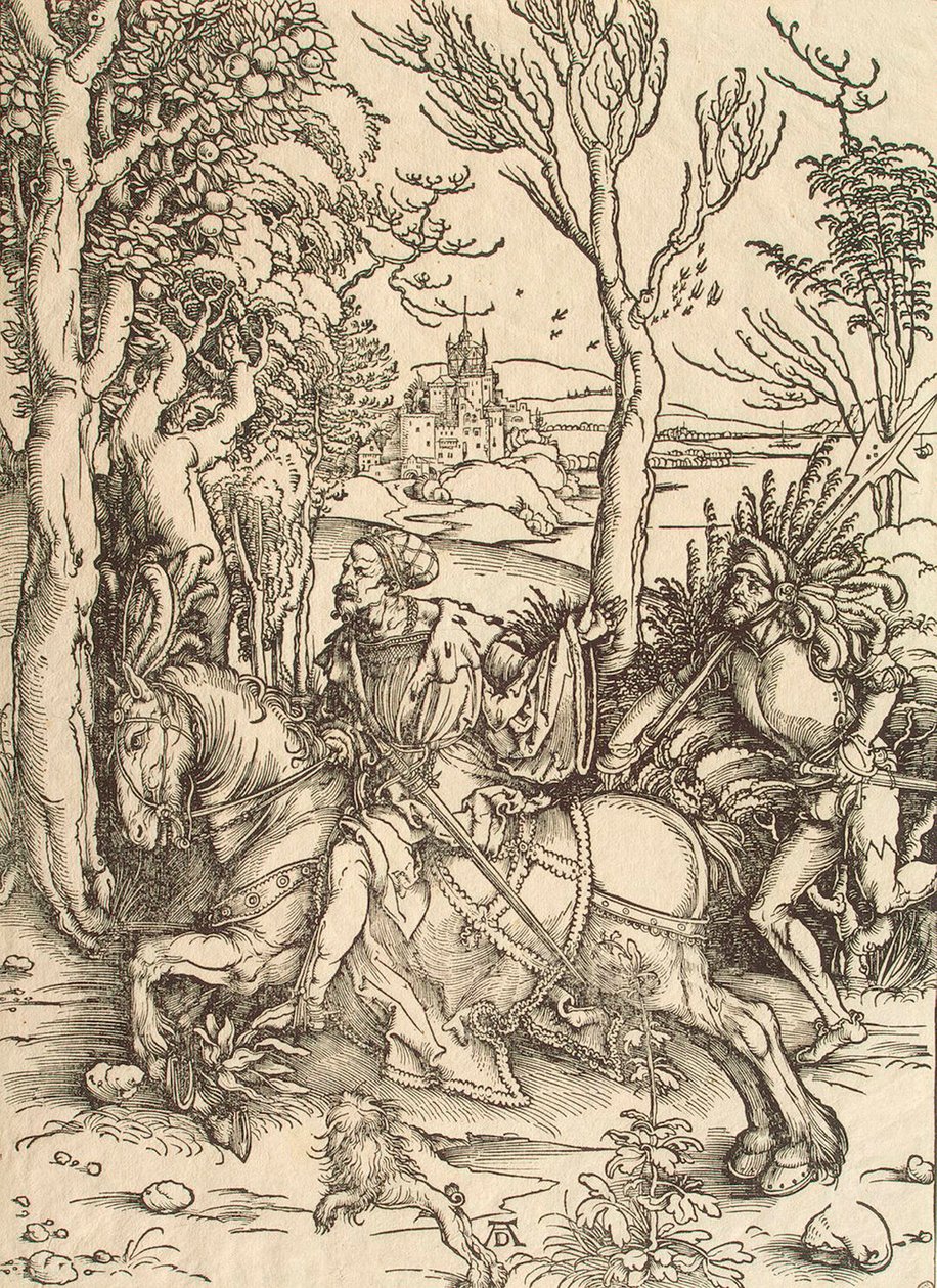 Knight ja Lansquenet, c1497. tekijältä Albrecht Dürer