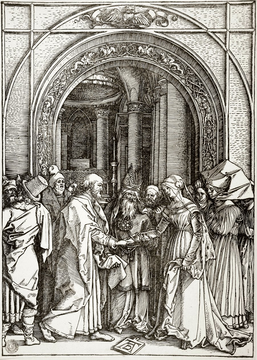 Neitsyen elämä: Neitsyen häät (Bartsch 82) tekijältä Albrecht Dürer