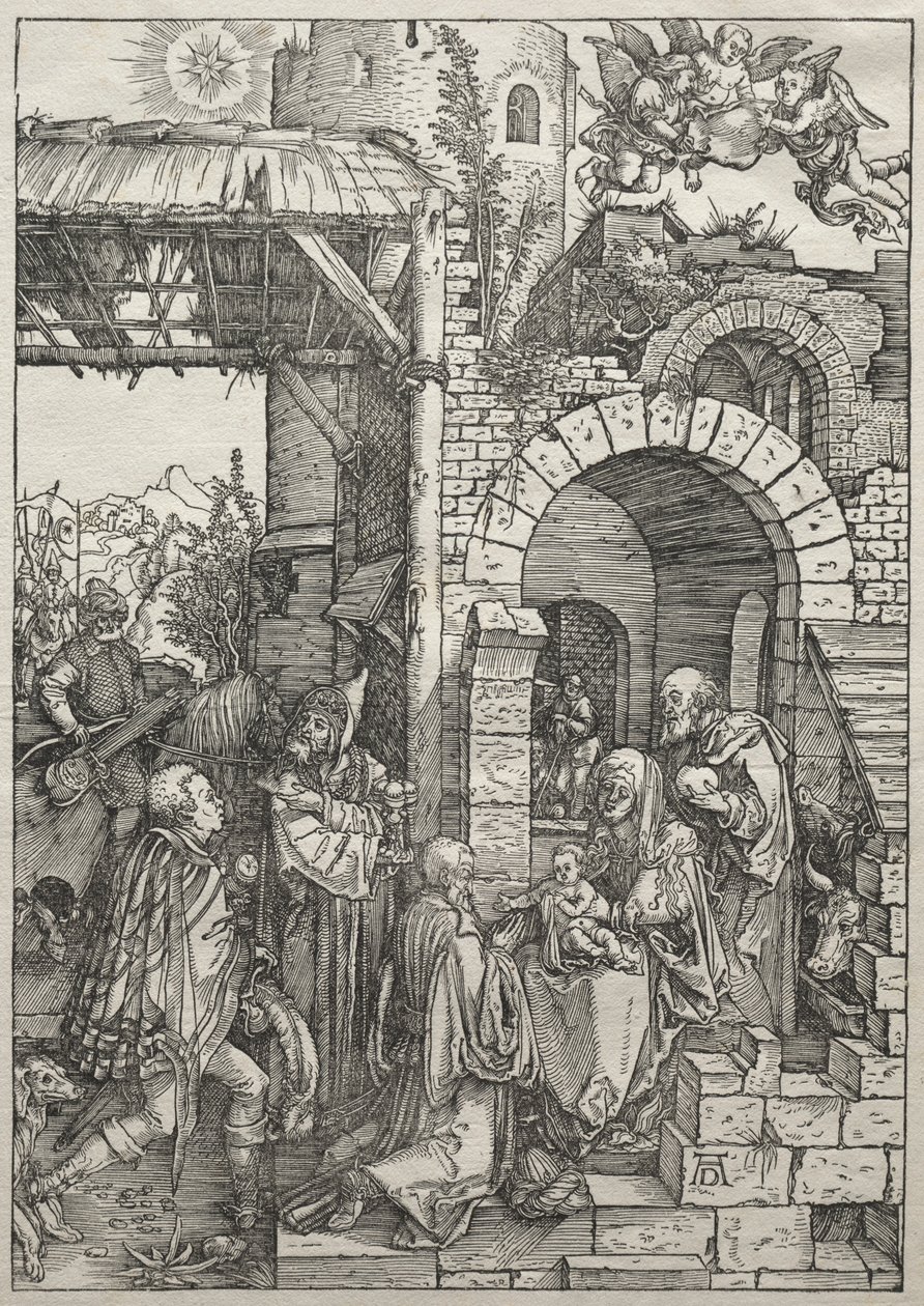 Neitsyen elämä: Maagien palvonta, 1504-1505. tekijältä Albrecht Dürer