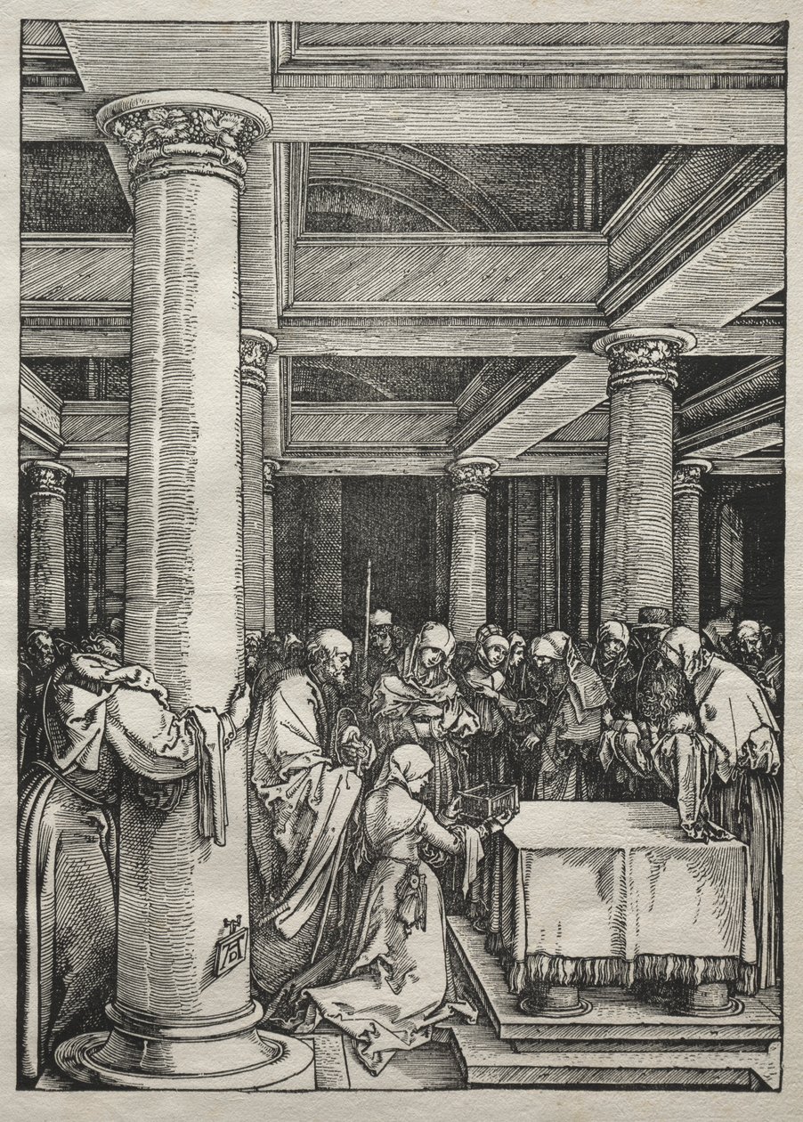 Neitsyen elämä: Jeesuksen esitys temppelissä, 1504-1505. tekijältä Albrecht Dürer