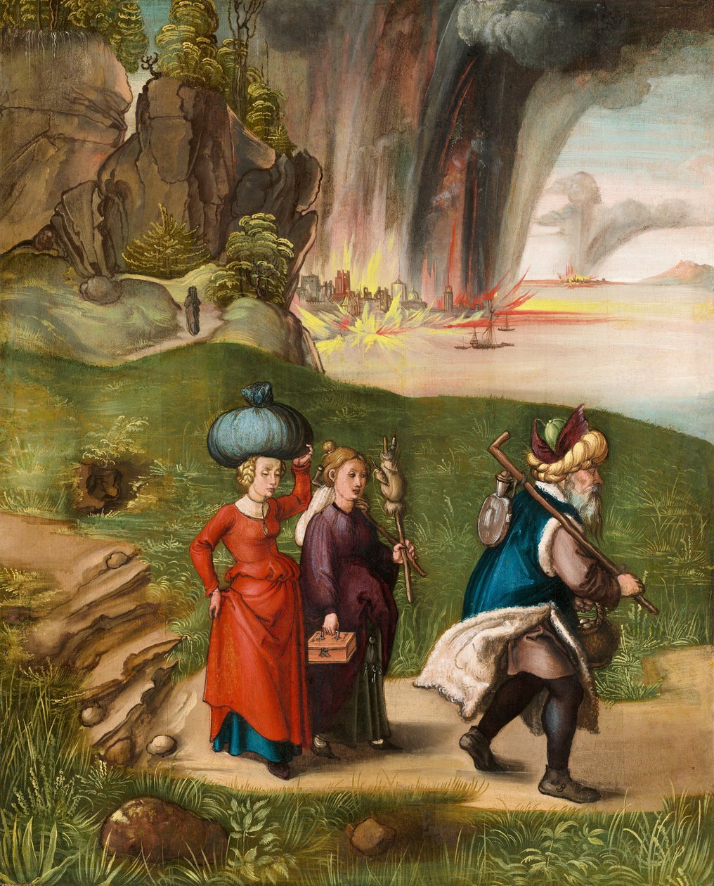 Loot ja hänen tyttärensä [käänteinen], n. 14961499. tekijältä Albrecht Dürer