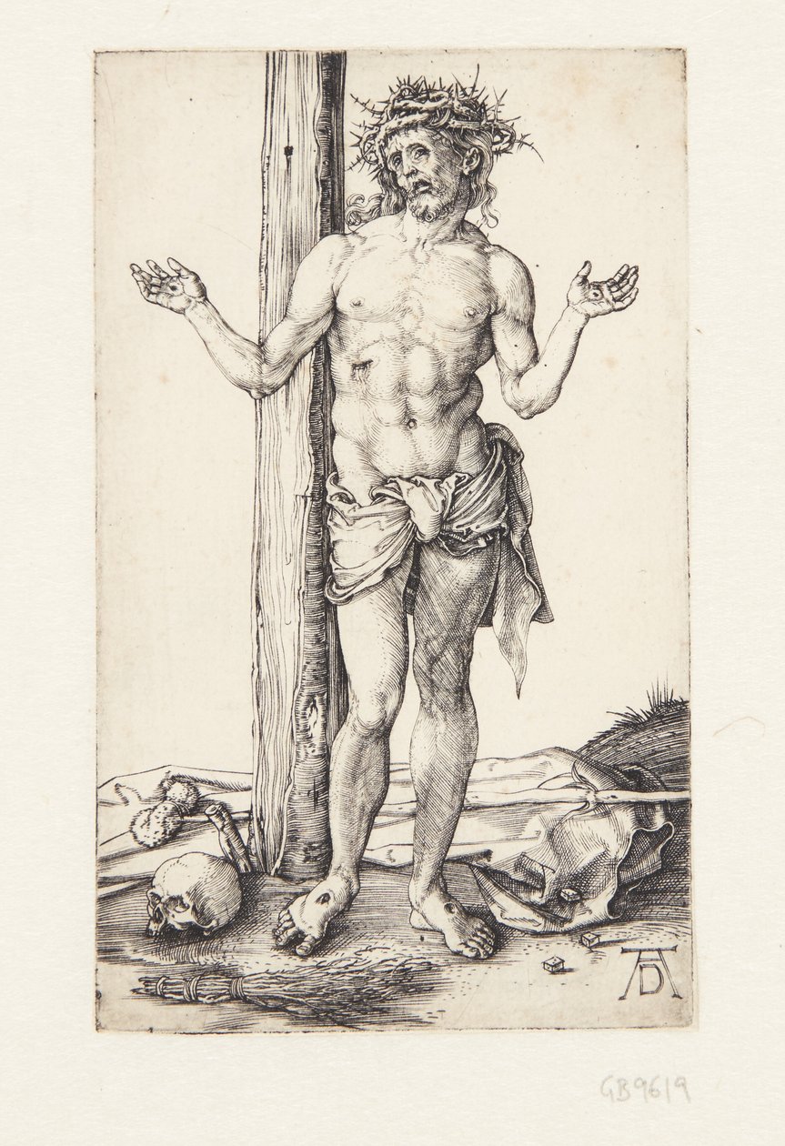 Surun mies kädet ylhäällä tekijältä Albrecht Dürer