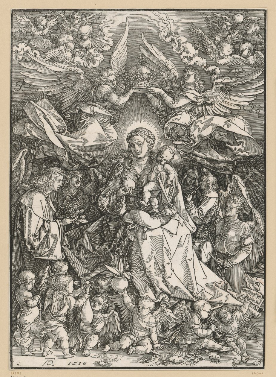 Maria enkelten kuningattarena tekijältä Albrecht Dürer