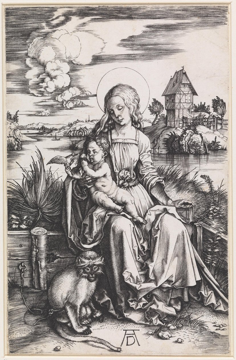 Maria lapsen ja apinan kanssa tekijältä Albrecht Dürer