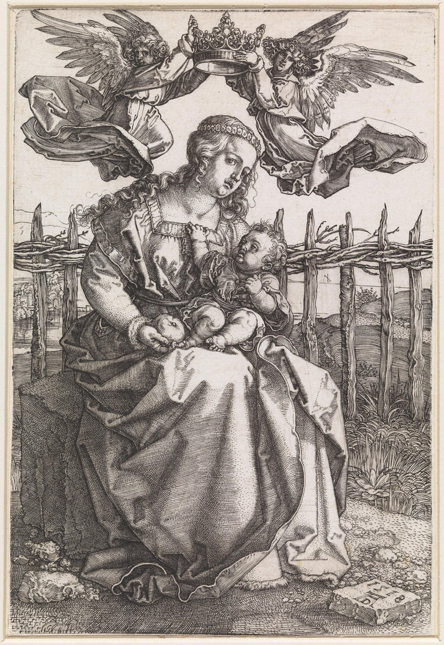 Kaksi enkeliä kruunaa Marian ja lapsen tekijältä Albrecht Dürer