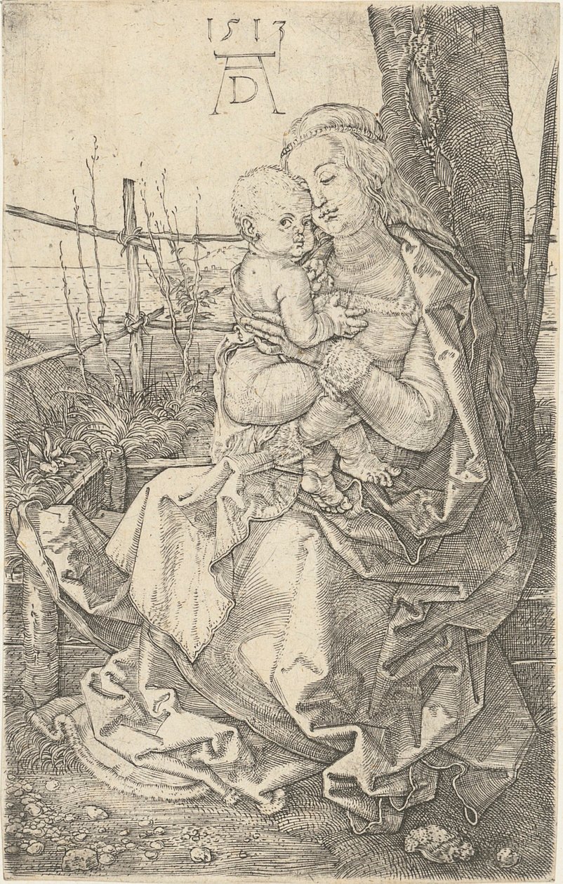Maria ja lapsi puun juurella tekijältä Albrecht Dürer