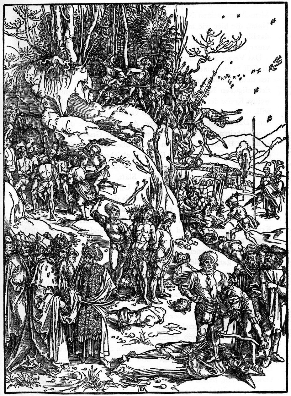 Kymmenentuhannen kristityn marttyyrikuolema Ararat-vuorella, 1495-1497, 1936 tekijältä Albrecht Dürer