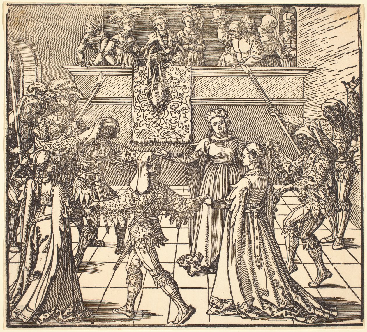 Naamiotanssi soihtujen kanssa tekijältä Albrecht Dürer