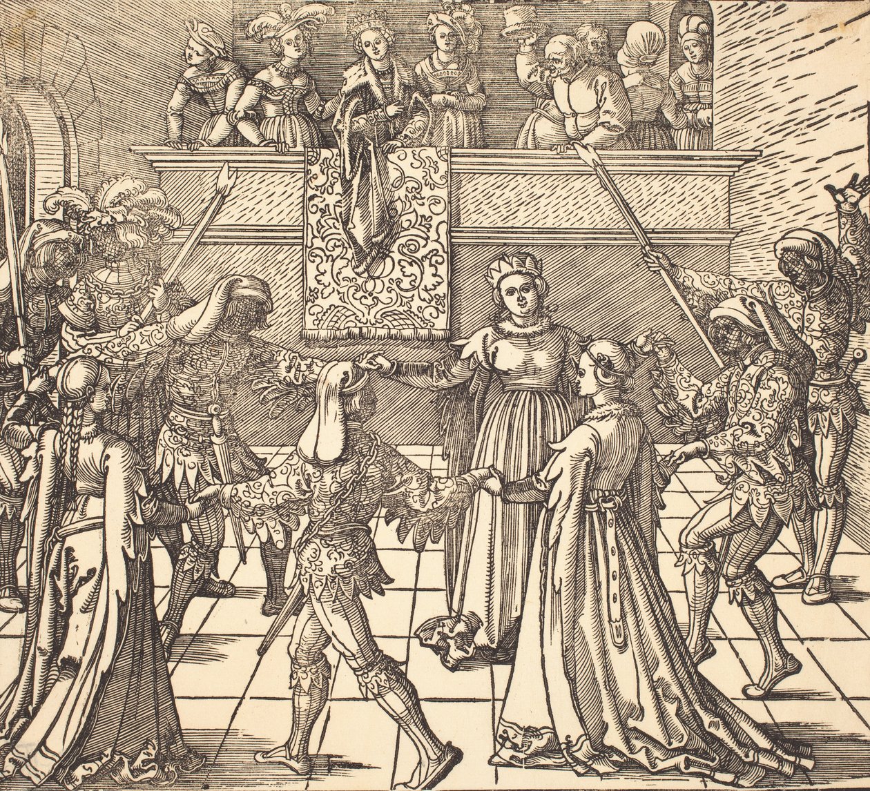 Naamiotanssi soihtujen kanssa, n. 1516. tekijältä Albrecht Dürer