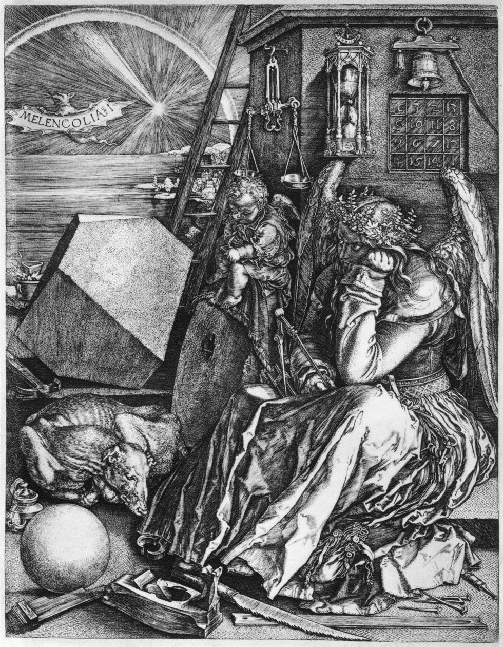 Melankolia, 1514, 1936 tekijältä Albrecht Dürer