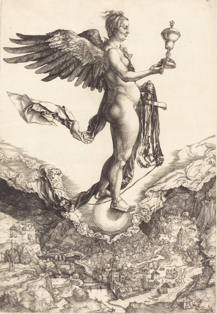 Nemesis Suuri onni, n. 15011502. tekijältä Albrecht Dürer