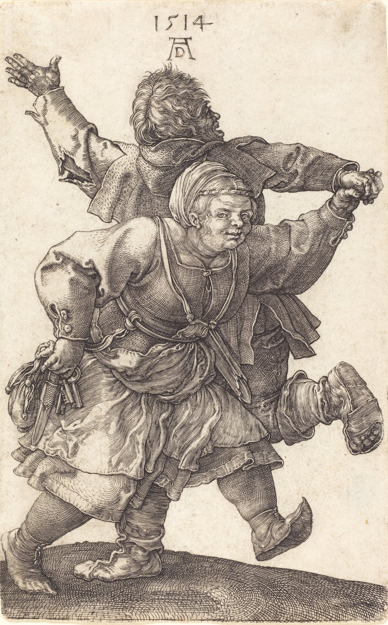Talonpoikapariskunta tanssii, 1514. tekijältä Albrecht Dürer