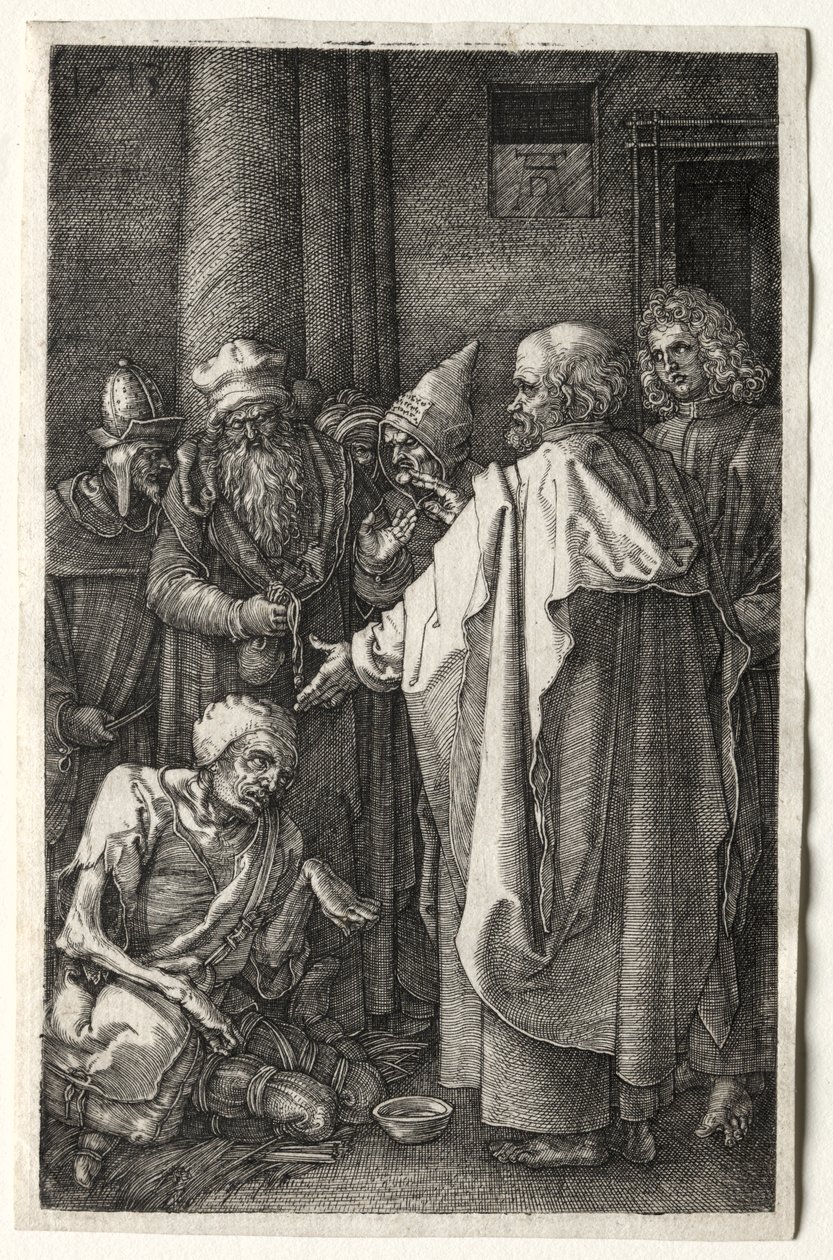 Pietari ja Johannes parantavat rampaa temppelin portilla tekijältä Albrecht Dürer