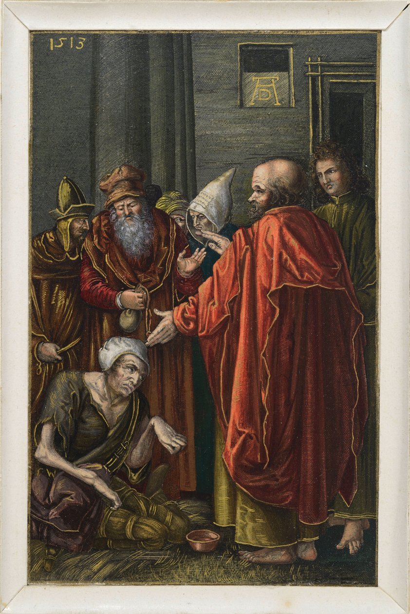 Pietari ja Johannes parantavat ramman kerjäläisen temppelissä tekijältä Albrecht Dürer