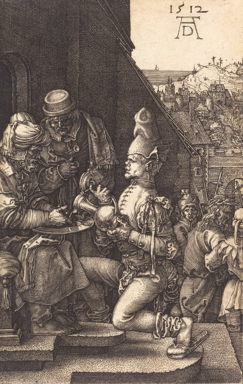 Pilatus pesee kätensä, 1512. tekijältä Albrecht Dürer
